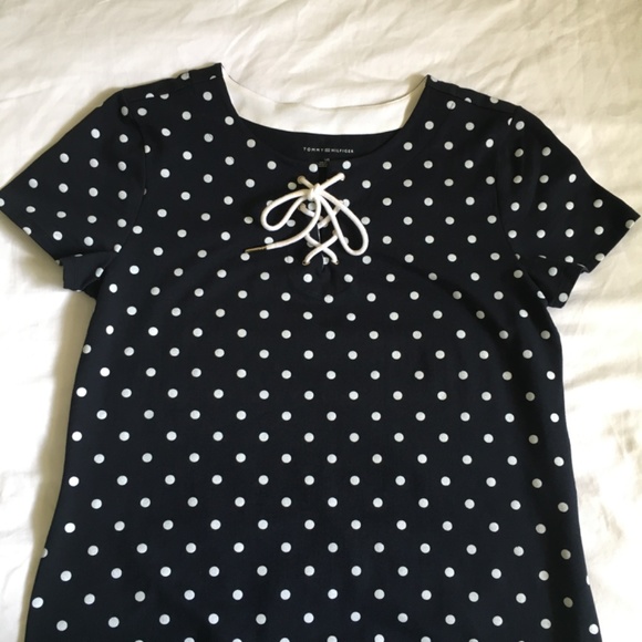 Tommy Hilfiger black and white polka dot cotton dress. Size L. - Picture 3 of 8